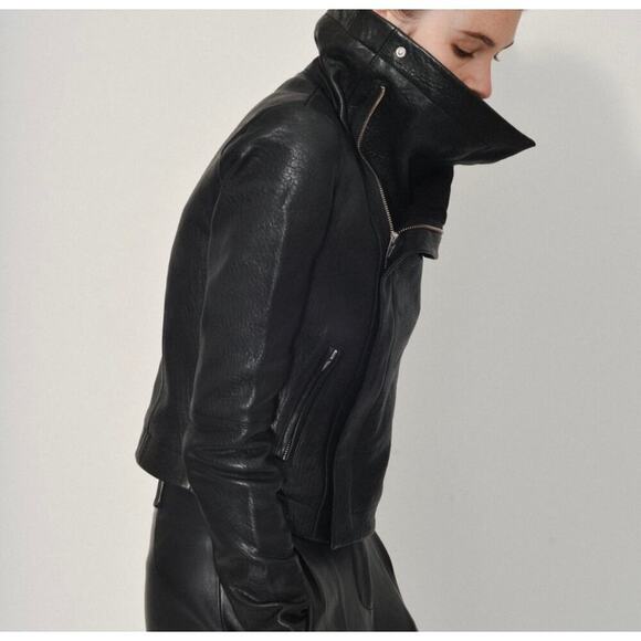 VEDA Max Classic Bubble Leather Jacket Bordeaux - Picture 5 of 16